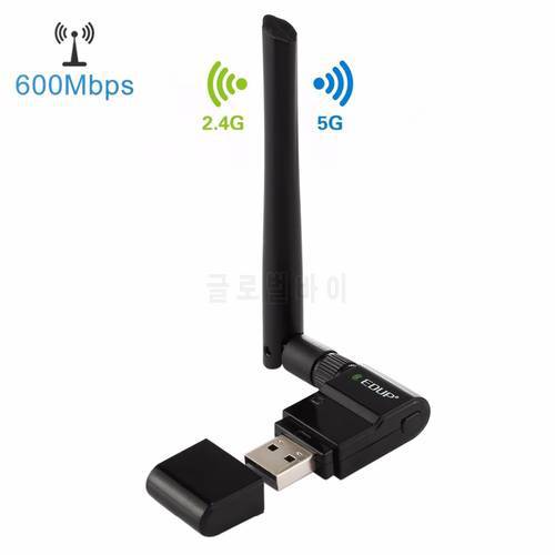 EDUP EP-AC1635 600Mbps Dual Band Wireless 11AC USB Ethernet Adapter with 2dBi Antenna for Laptop / PC