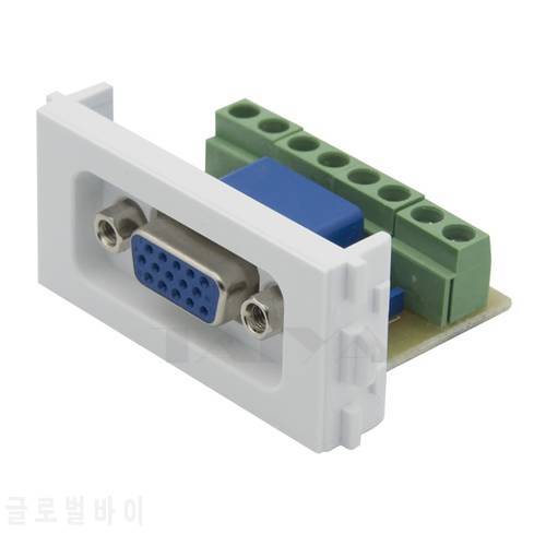 3+4 VGA connector wall plate with backside screw connector