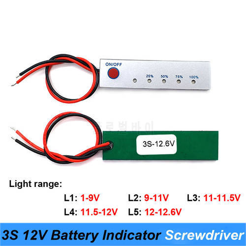 12V 12.6V Lithium Battery Capacity Tester Panel Electric Power Display Indicator Board batteries for screwdriver