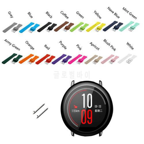 Silicone Watch Band Metal Strap for Huami Amazfit Pace Hot Colorful Bracelet Wrist band for Amazfit Stratos 2 2s 3 GTR