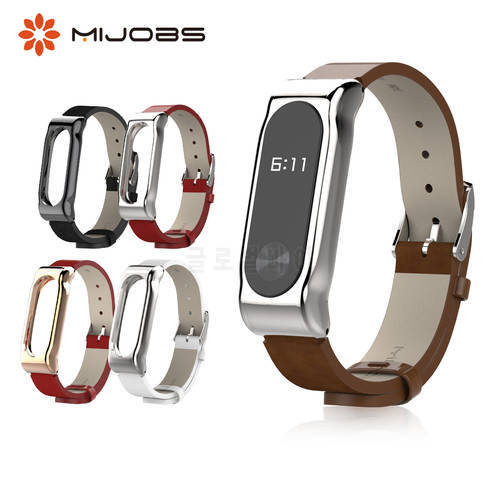 Mi Band 2 PU Leather Wrist Strap for Xiaomi Mi Band 2 Smart Bracelet Miband 2 Accessories Mi2 Band Watch Metal Wristband