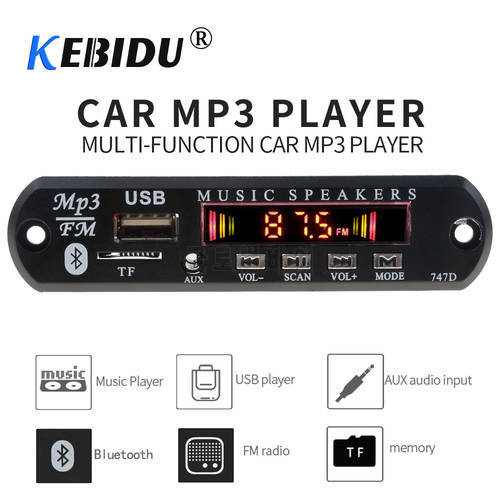 New 9V-12V Bluetooth MP3 Decoder Board MP3 Player Decoder Board Car Kit FM Radio TF USB 3.5 Mm WMA AUX Audio Receiver
