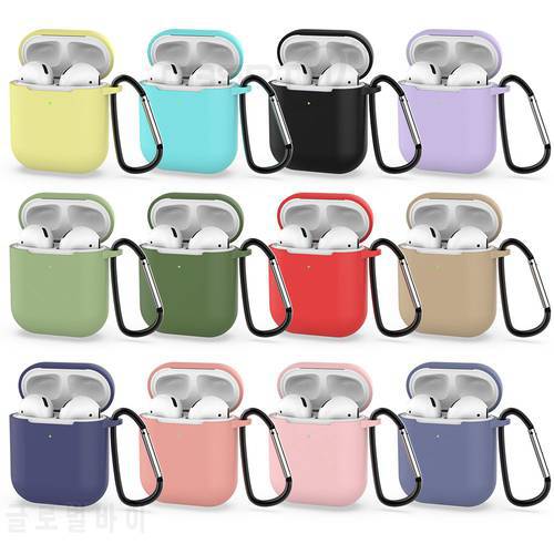 Solid Color Silicone Case for Airpods 2 Cute Protective Earphone Cover for Apple Airpods 2 Wireless Charging Box Shockproof Case