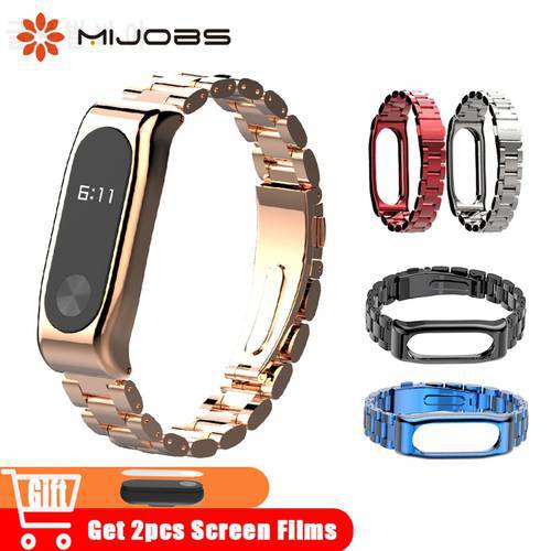 Mijobs Mi Band 2 Wrist Strap Metal Stainless Steel for Xiaomi Mi Band 2 Smart Accessories Bracelet Watch Miband 2 Band Wristband