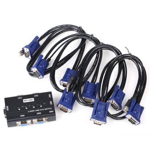 4 Port USB KVM Switch Manual Switcher Plastic 1920x1440 MT-460KL Wide Screen, with Cables