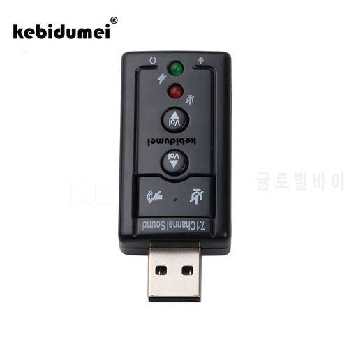 kebidu 3pcs 7.1 Channel USB Audio Headset 3.5mm Jack Converter Mic 3D external sound card Adapter for Win XP Android Linux