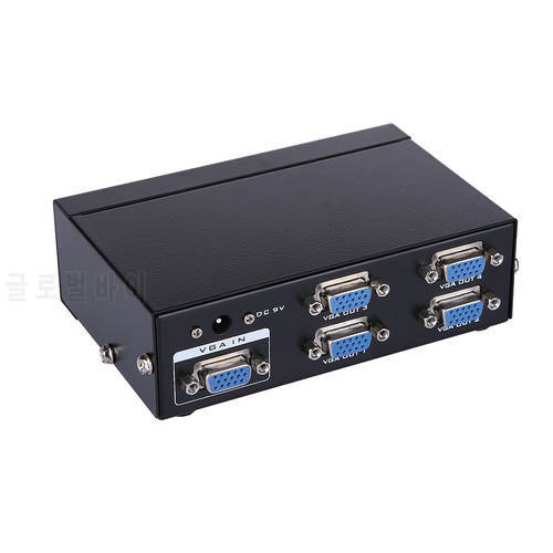 4 Port VGA Video Splitter 1-to-4 Monitor Display distributor 350MHZ 1920x1440 Metal or Plastic