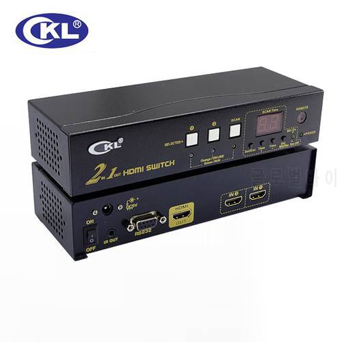CKL-21H 2 Port Auto HDMI Switch 2 in 1 out with IR Remote RS232 Control Auto Detection EDID Support 3D 1080P