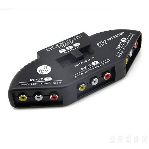 3x1 AV SWITCH Video Audio Switch RCA Lotus Switch 3-in-1-out Game Selector DC-3 Sharing Manual Switcher Box