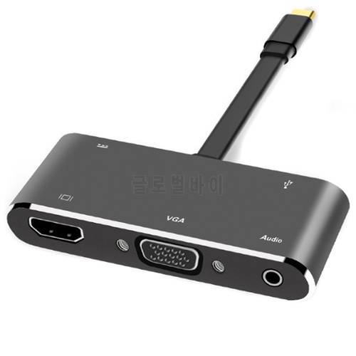 5 in 1 USB 3.1 USB-C Type C to HDMI 4K VGA 3.5mm Audio USB 3.0 Type C PD Charging Adapter Hub for Macbook Nintend Switch
