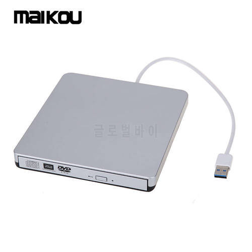 Maikou New USB3.0 Slim External Driver CD+-RW DVD+-RW DVD-RAM Writer Compatible with USB 2.0 for PC,Mac,Laptop- SILVER