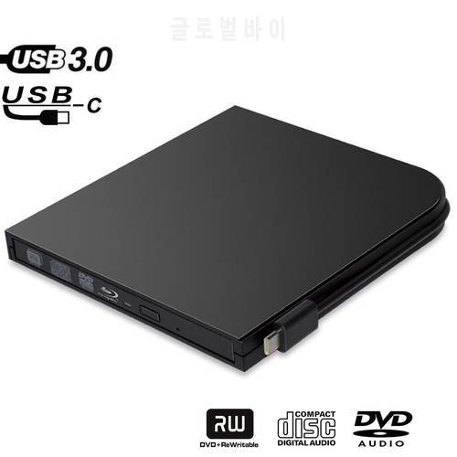 External Blu-Ray DVD Drive Burner Player USB3.0 Type-C DVD-RW VCD CD RW Burner Drive Superdrive For Apple Pro Air iMAC PC Laptop