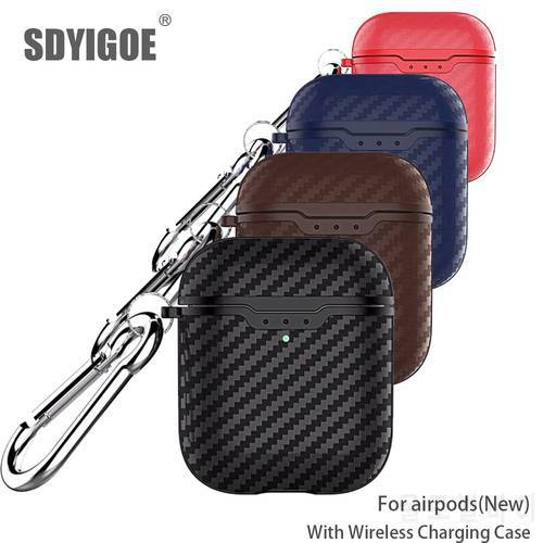 For airpods case New with Wireless Charging Case headphones case Box cover Carbon Fibre texture design case For airpods pro 1 2