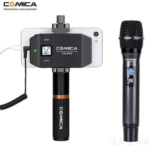 Wireless Microphone for Smartphone, Comica CVM-WS50 Handheld Microphone for iPhone/Android Phones Professional Mic for Vlog YT