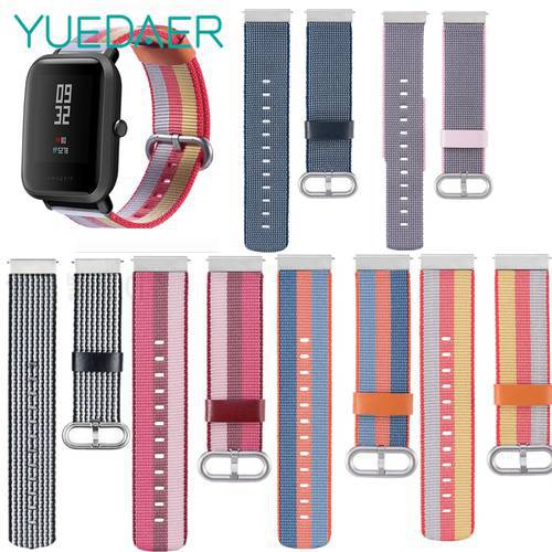 YUEDAER Sport Nylon Wrist Strap For Xiaomi Amazfit Bip Correa Smart Watch Accessories Wristband 20MM Straps For Amazfit Bip Band