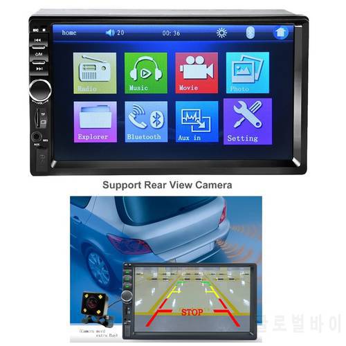 7 inch Touch Screen MP4 support Rear View Camera Bluetooth Audio Stereo Player Hands free MP5 Music Player TF/SD MMC USB FM