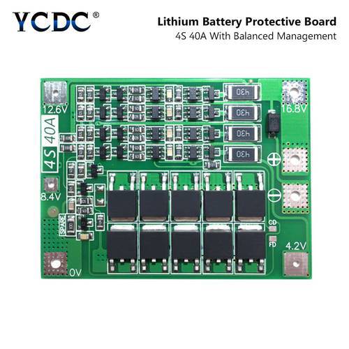 4S 40A 4S40A BMS 14.8V 16.8V 18650 26650 Lithium Li-ion Battery Protection Board PCB With Balanced Version For Drill 40A Current
