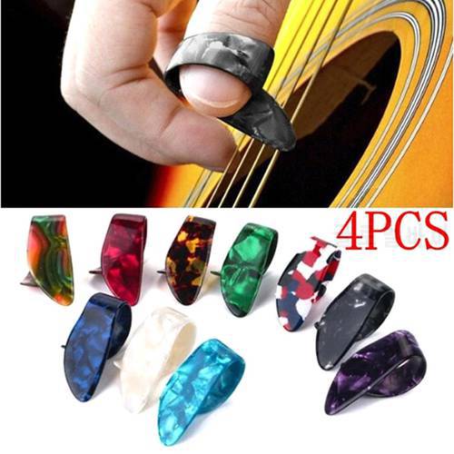 4pcs/Set Guitar Plectrums Sheath For Acoustic Electric Bass Guitar Wholesale Random Color Thumb Finger Guitar Picks