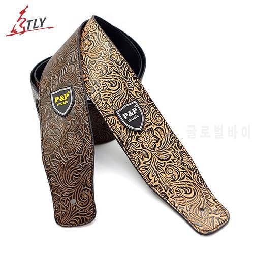 Embossing PU Leather Guitar Strap for Classic Electric Acoustic Bass Guitar 160cm 2.5