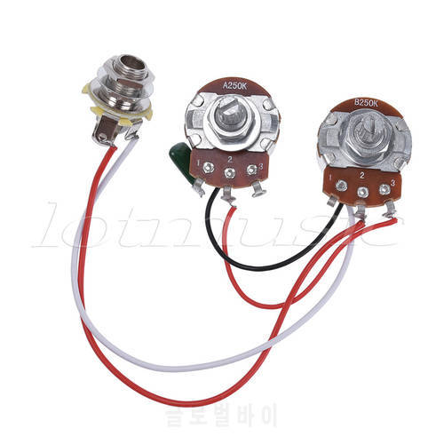 Bass Wiring Harness Prewired Kit for Precision Bass Guitar 250K Pots 1 Volume 1 Tone Jack