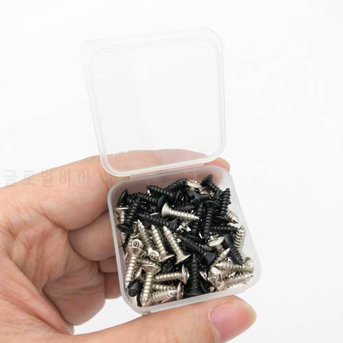 60 pieces Guitar Screws with Plastic Storage Box for Electric Pickguard Back Plate Mount DIY Luthier Tool 12 * 3 mm