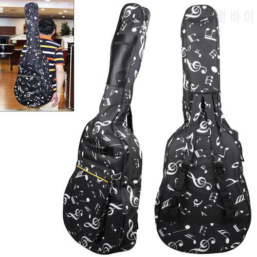 Waterproof Durable Guitar Bag Double Straps Padded With Musical Notes Soft Case for 39 / 40 / 41 Inch Guitar Gig Bag