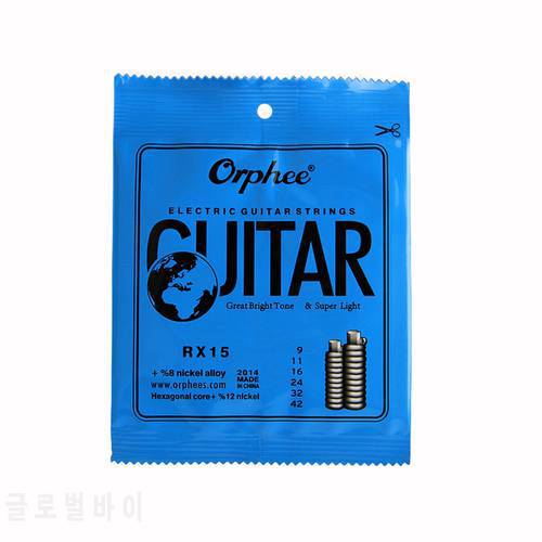 Orphee RX15 6pcs Electric Guitar String Set 009-042 Nickel Alloy String Super Light Tension Great bright tone