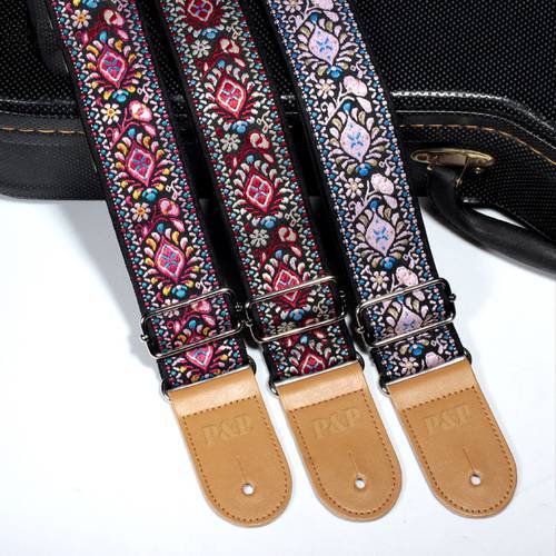 National Style Embroidery Jacquard Guitar Strap Electric Acoustic ukulele Folk Jazz Guitar Bass Musical Instrument Accessories