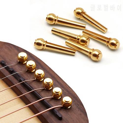 6 Pieces/lot Guitar Strings Nail Metal Acoustic Guitar Bridge Pins Brass Guitar Strings Fixed Cone String Pins String nut Nails