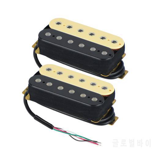 FLEOR 2pcs Zebra Electric Guitar Pickup Bridge & Neck Humbucker Pickups Set Ceramic Magnet 4-Wires
