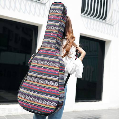 Electric guitar case Longteam Ethnic Knitting Style 40in 41 Inch Waterproof Acoustic Electric Guitar Carry Case Backpack