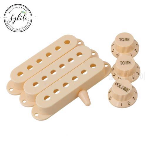 Cream Guitar Parts Set Switch tip Single coil Pickup Cover 1 volume 2 Tone Knobs