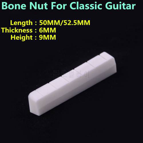 1 Piece GuitarFamily Real Slotted Bone Nut For Classical Guitar 50MM / 52.5MM * 6MM * 9MM