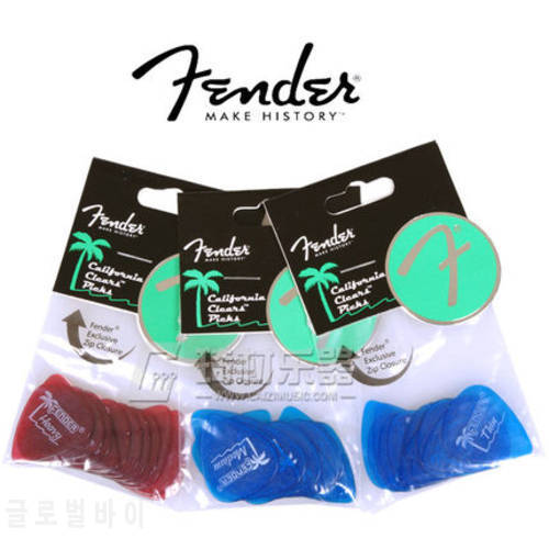 Fender California Clears Picks Plectra Mediators, Sell by 1 piece, 3 Colors Available in Thin/Medium/Heavy