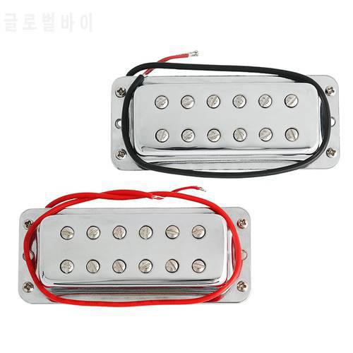 Mini Humbucker Pickup Double Coil Pickups Bridge and Neck Set for Electric Guitar Parts Replacement Chrome