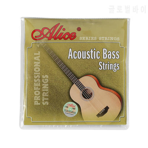 Alice A616-L A618-L Acoustic Bass Strings Full Set 4 Strings Steel Hexagonal Core Coated Copper Alloy Wound Silver Ball-End