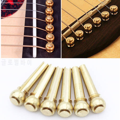 6pcs Acoustic Guitar String Bridge Pins Solid Copper Brass Endpin Replacement Parts Accessories with Pack