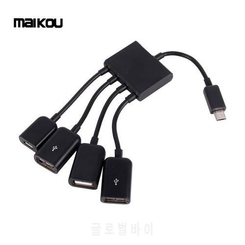 Maikou OTG Hub Cable Connector Spliter 4 Port Micro USB Power Charger for Smartphone Computer Tablet PC