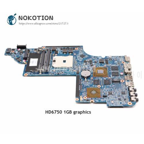 NOKOTION Laptop Motherboard For HP DV6-6000 650854-001 665284-001 665281-001 650851-001 DDR3 With 1G GPU+A8 CPU