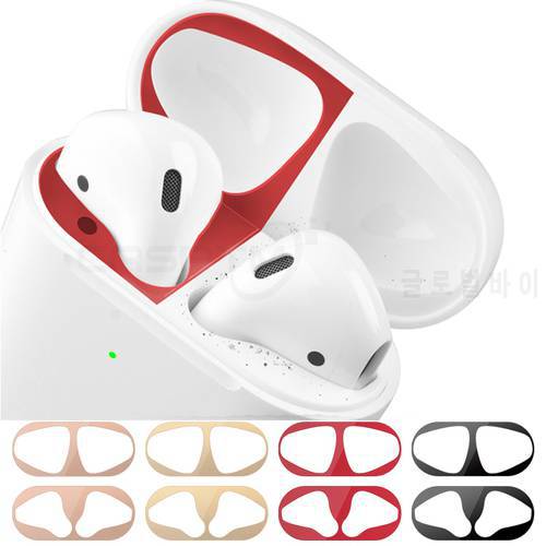 Metal Dustproof Sticker for Apple AirPods 2 Case Cover Accessories Ultra-Thin Protective Wrap Sticker Skin Self-Adhesive Film