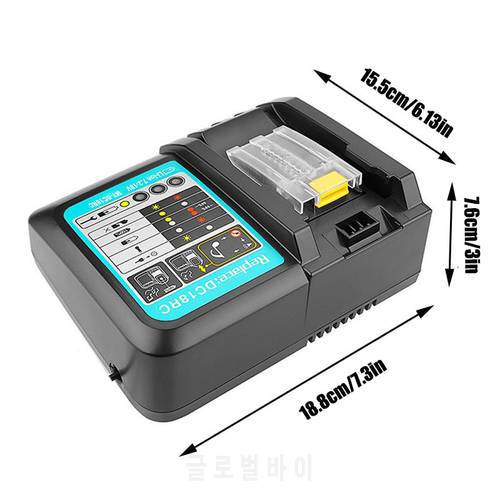 DC18RCT Li-ion Battery Charger 3A Charging Current for Makita 14.4V 18V BL1830 Bl1430 DC18RC DC18RA Power tool and 1 USB Adapter