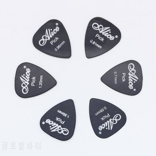 6 pieces Alice Guitar Picks in 1 Color Full Thickness 0.58 0.71 0.81 0.96 1.2 1.5 mm Black/White/Yellow/Red/Green/Blue/Orange