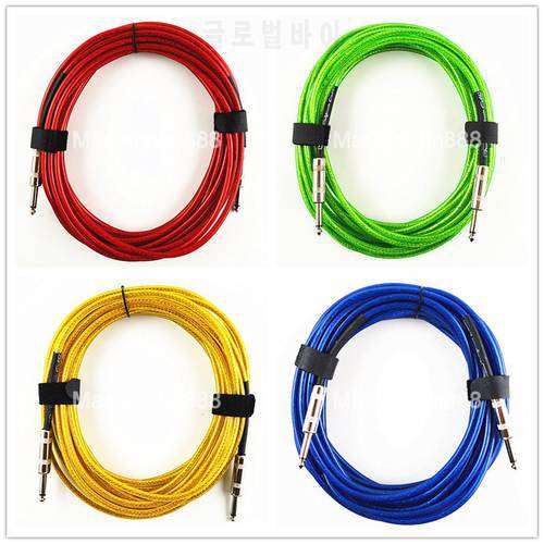 3/6/10m Red/Yellow/Green/Blue Transparent Electric Guitar Cable Amplifier Cable Instrument Cable Low Noise Shielded