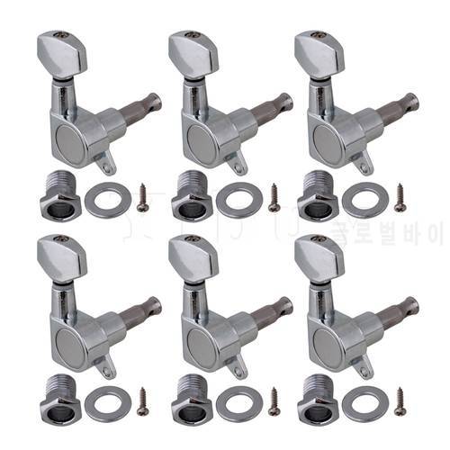 Yibuy Chrome Guitar Tuning pegs machine heads 6R Small button