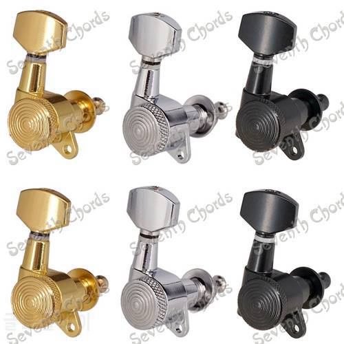 A Set 6 Pcs Chrome Locked String Tuning Pegs key Tuners Machine Heads For Acoustic Electric Guitar Lock Schaller Style