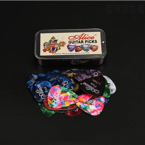 Alice 24pcs Acoustic Electric Guitar Picks Plectrums Celluloid with Rectangle Metal Picks Collection Box Case