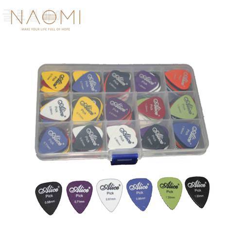 NAOMI Guitar Picks 100pcs Acoustic Electric Guitar Picks Plectrum Various 6 thickness + Pick Box Guitar Parts Accessories