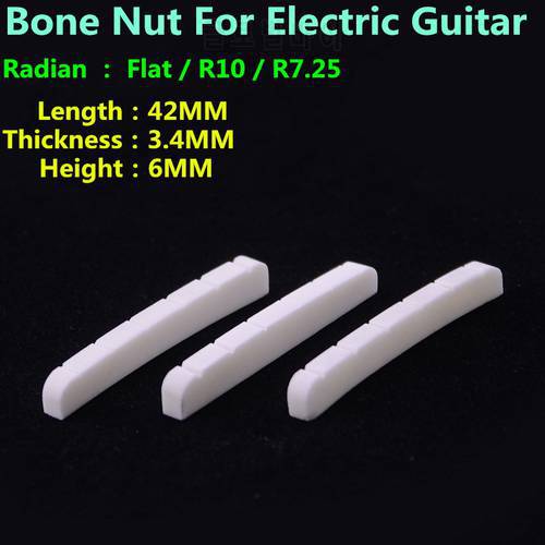 Real Slotted Bone Nut For Electric Guitar ( Bottom Flat / R7.25 / R10 42MM/43MM*3.4MM*6MM )