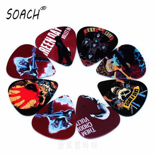 SOACH 10PCS 0.46mm high quality guitar picks two side pick Band mix picks earrings DIY Mix picks ukulele Guitar Accessories