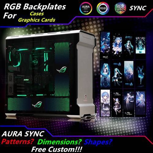 Customized PC Case Side Panel GPU Backplane RGB Faith Light Colorful /RGB /D-RGB AURA Streamer Backplate For Case/Graphics Card
